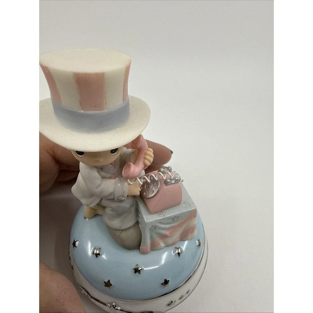 Precious Moments Let Freedom Ring Porcelain Music Trinket Box A0254 2003 Works